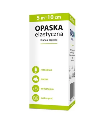 Paso-Trading Opaska elastyczna tkana z zapinką 5 m x 10 cm