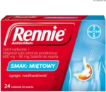 Rennie Antiacidum o smaku miętowym 24 tabletki do ssania