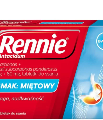 Rennie Antiacidum o smaku miętowym 24 tabletki do ssania